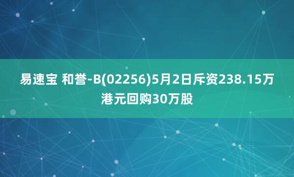 易速宝 和誉-B(02256)5月2日斥资238.15万港元回购30万股