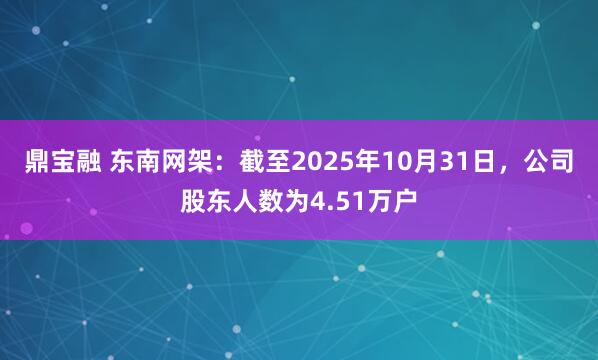 鼎宝融 东南网架：截至2025年10月31日，公司股东人数为4.51万户