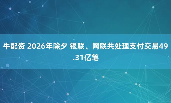 牛配资 2026年除夕 银联、网联共处理支付交易49.31亿笔